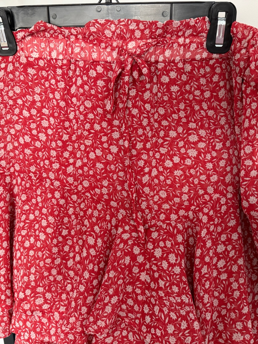 Amazon Red Floral Skort with Off White Blossom Print